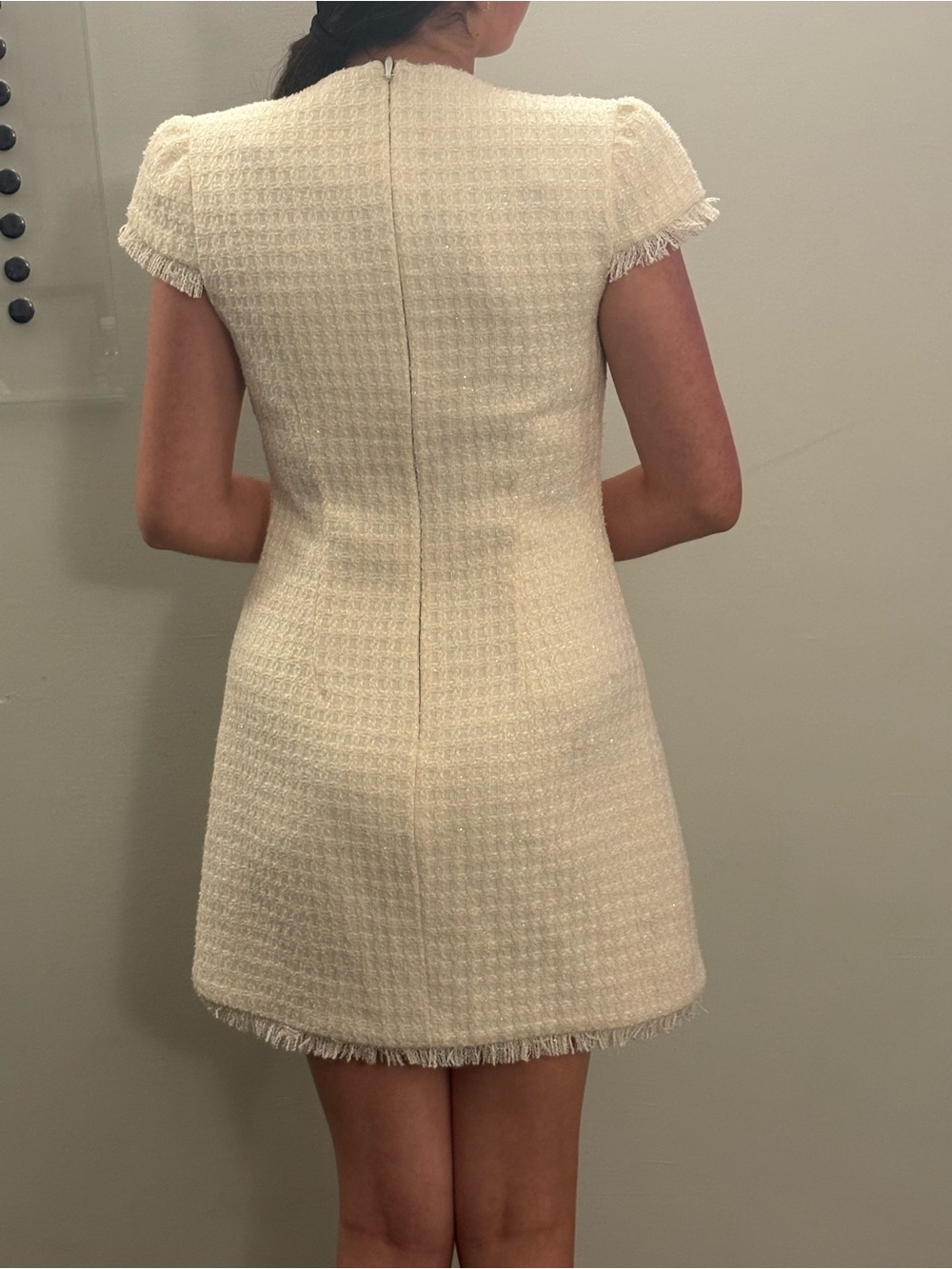 Likely Ivory Tweed Button-Front Mini Dress - Picture 3 of 8